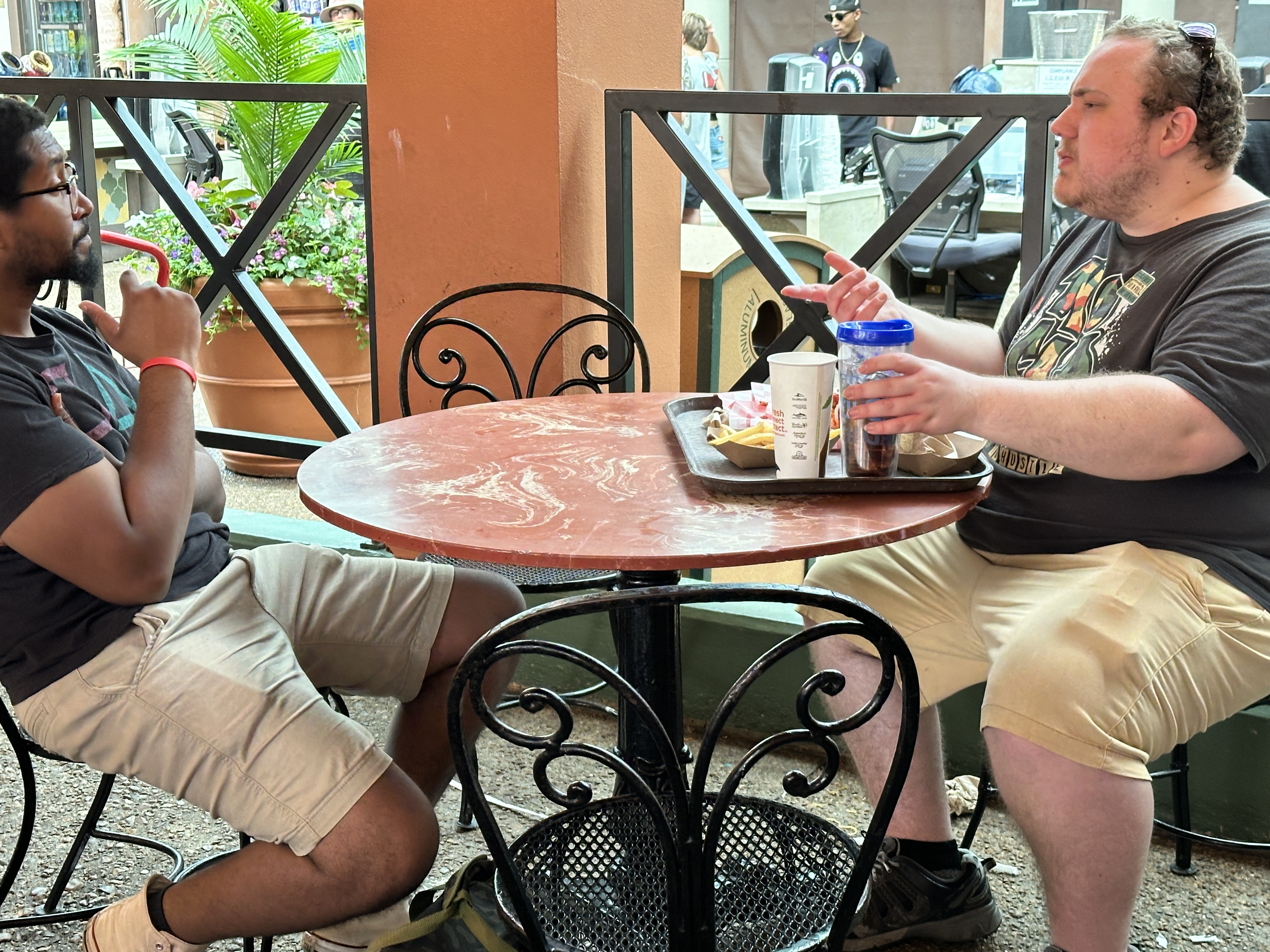 Breon and Brandon enjoy a meal