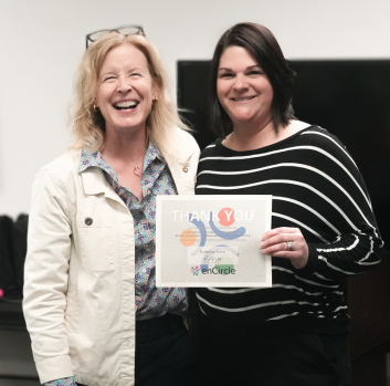 Margaret Nimmo and Kate Lewis smile at the camera