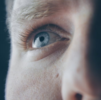 Close up of a blue eye on a white person